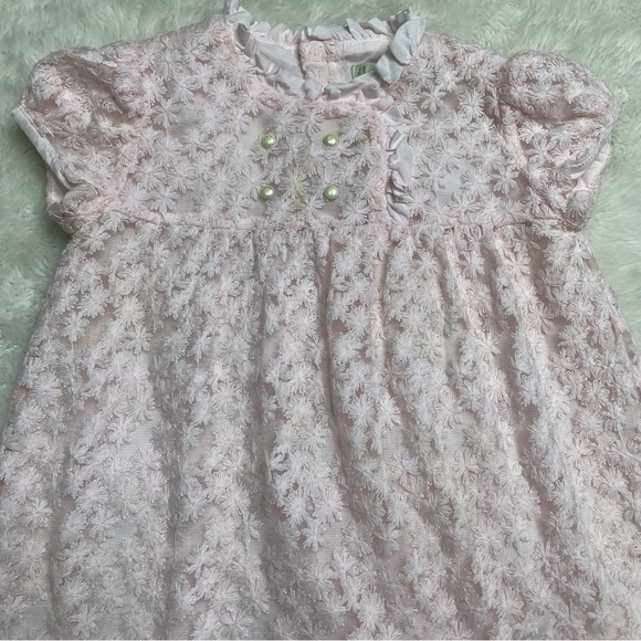 Pili Carrera Baby Girl Pink Lace Short Sleeve Dress 18 Months Mande in Spain - Picture 2 of 13